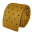 yellow gold knitted tie with brown pin spots heart design